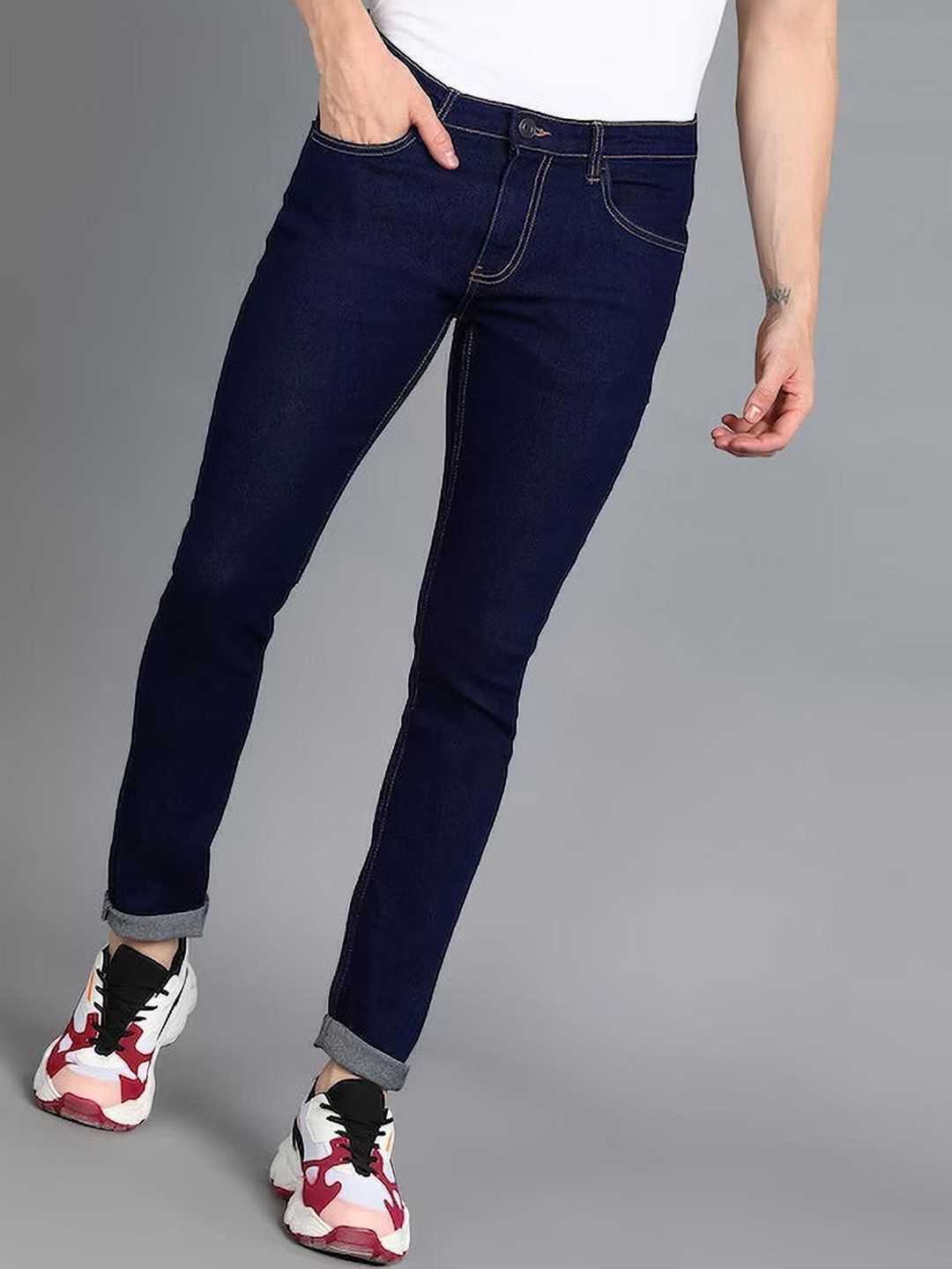 

fineblu Men Stretchable Jeans, Navy blue