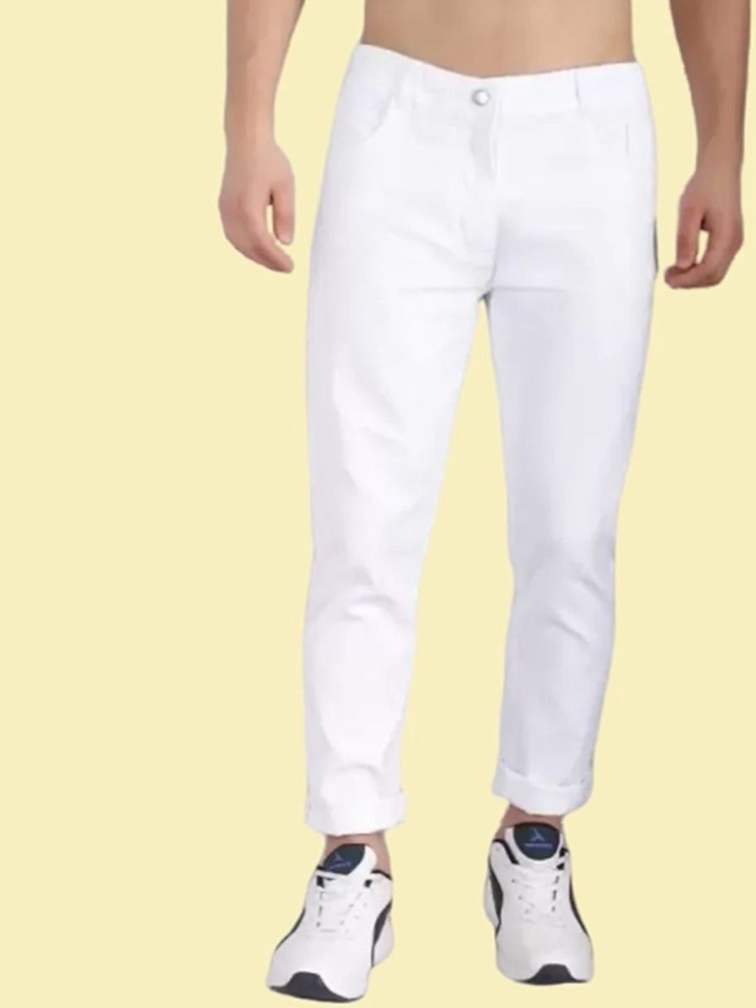 

COMFITS Men Classic Low Distress Stretchable Jeans, White