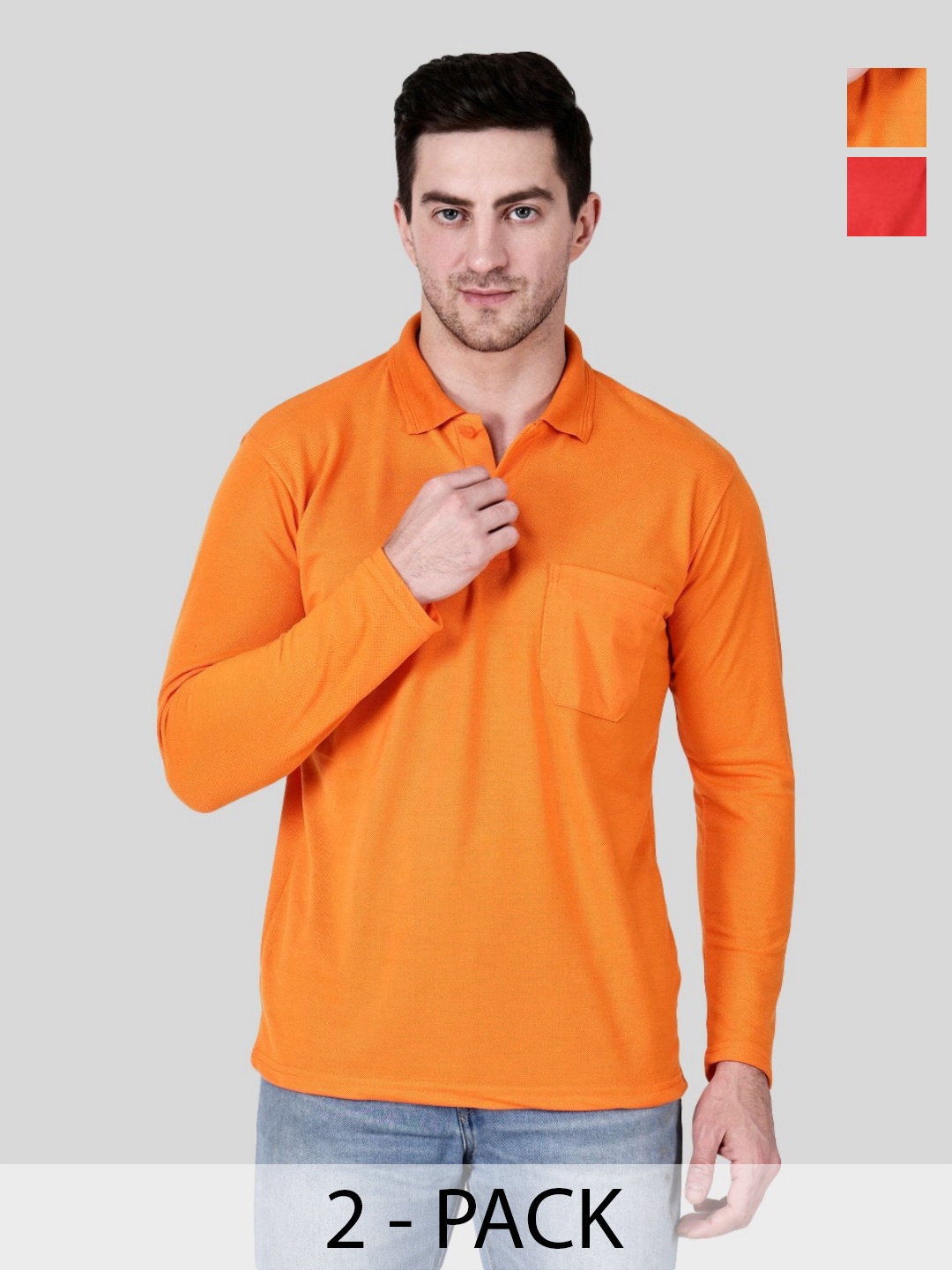 

SAIKSA FASHION Men 2 Polo Collar Pockets T-shirt, Multi