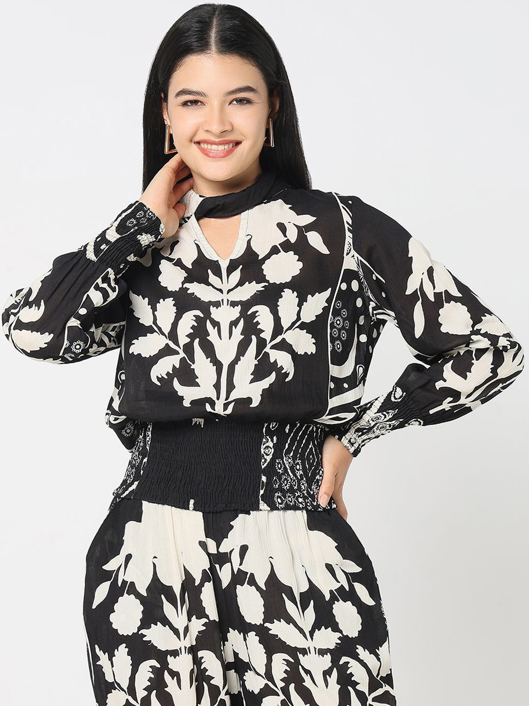 

R&B Printed Top & TrousersCo-OrdsSet, Black