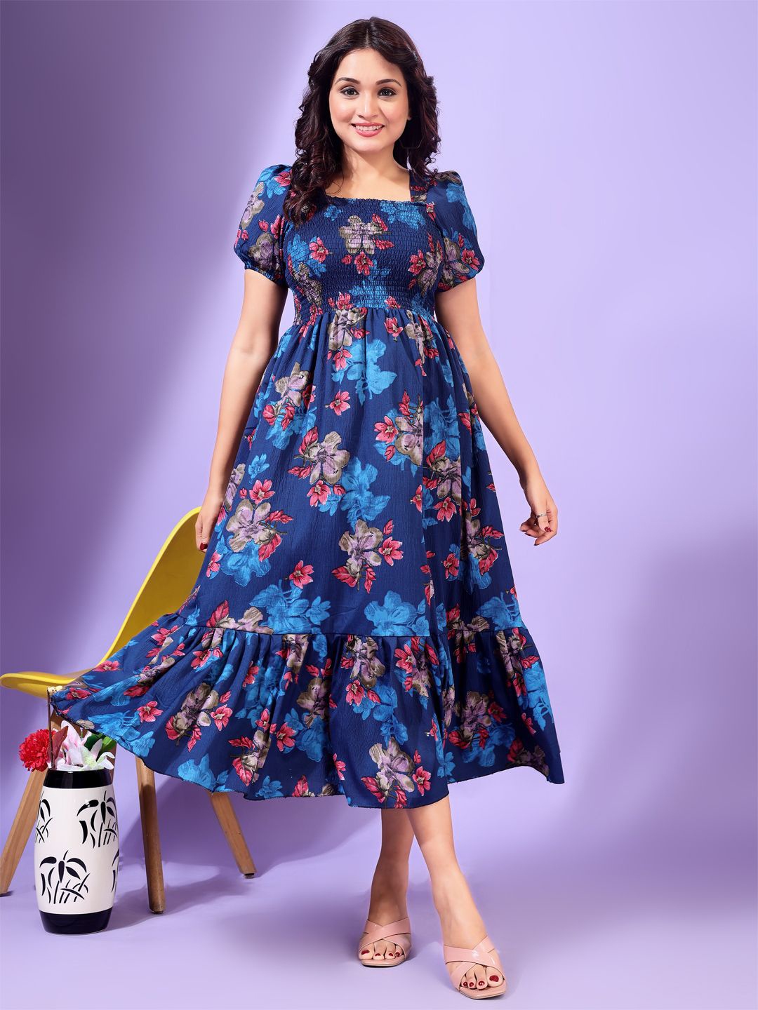 

Moda Rapido Peter Pan Collar Fit & Flare Dress, Blue