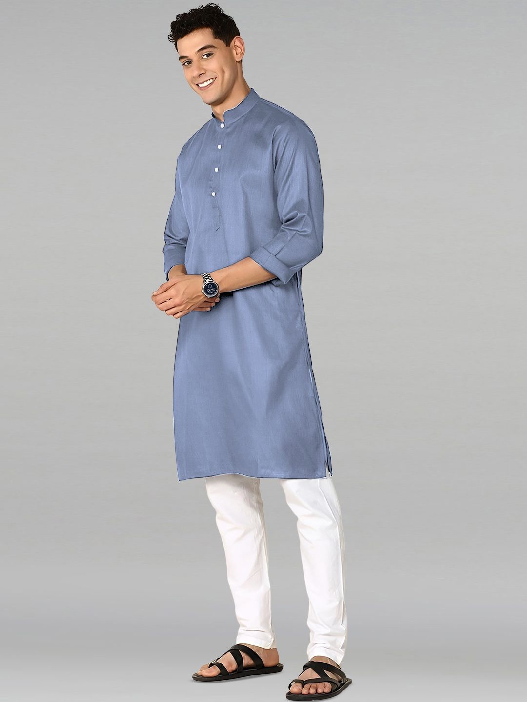 

PulseIQ Men Regular Pure Cotton Kurta with Pyjamas, Blue
