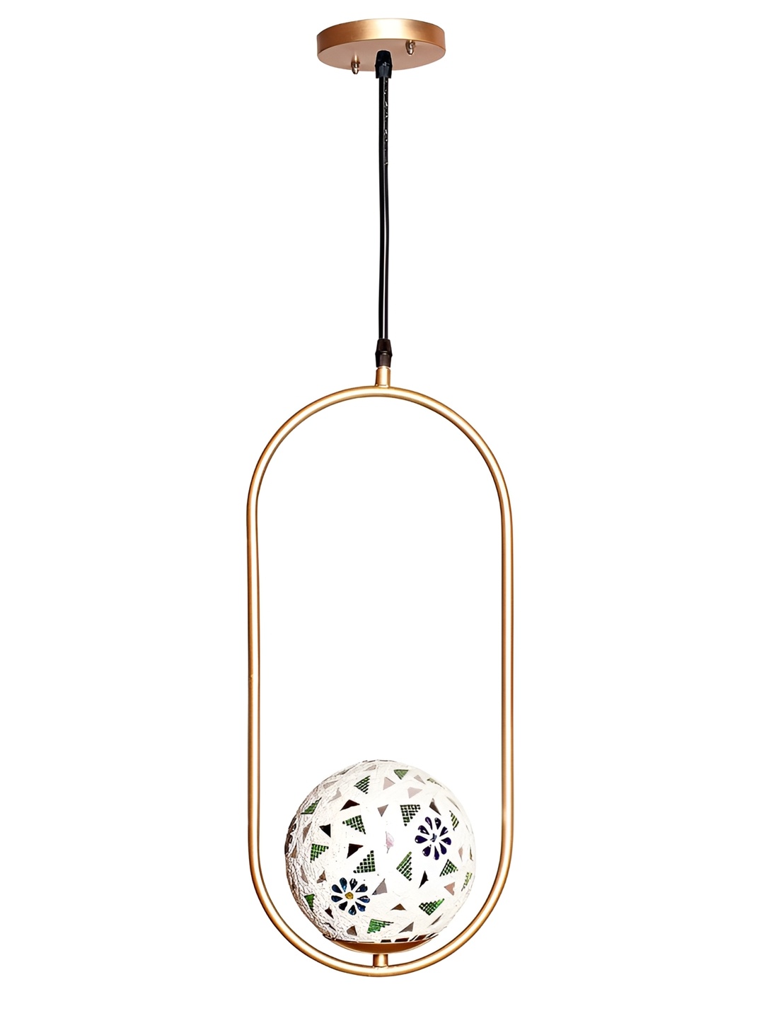

GAUVIK Gold-Toned & Green Printed Ceiling Lamp
