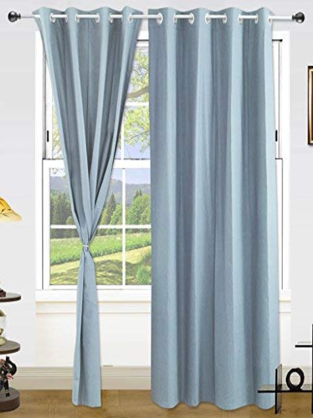 

Dekor World Blue Set of 2 Long Door Curtain