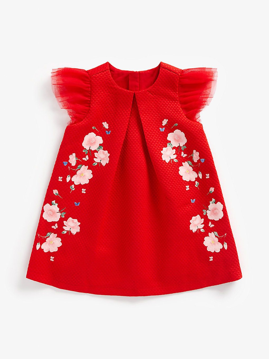 

mothercare Print Flutter Sleeve A-Line Dress, Red