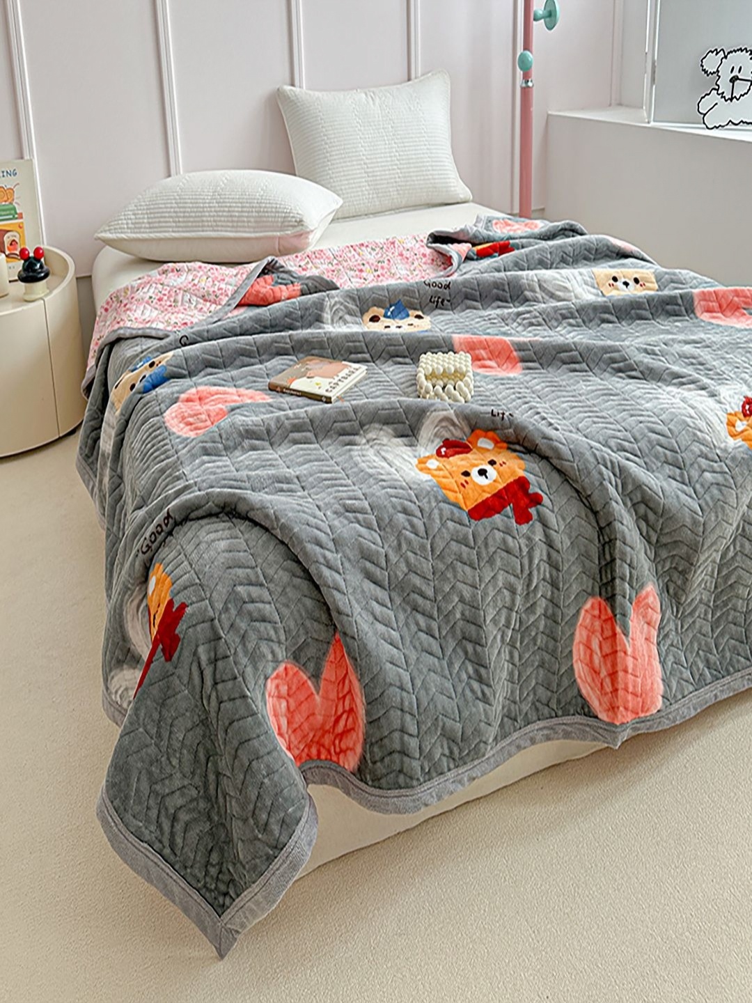 

JC HOME Unisex Multi Blankets Quilts and Dohars, Grey