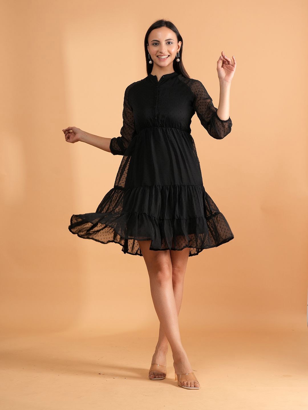 

Belfry Georgette Fit & Flare Dress, Black