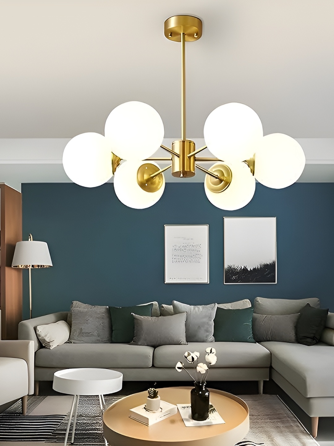 

GAUVIK Gold-Toned Glass Ceiling Lamp