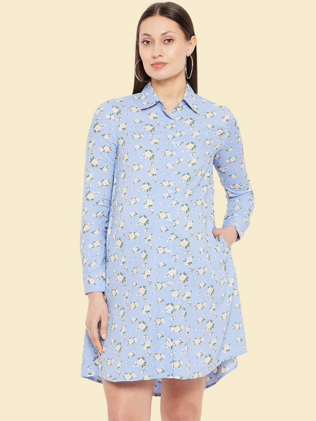 

Hypernation Floral Print Maternity Shirt Dress, Blue