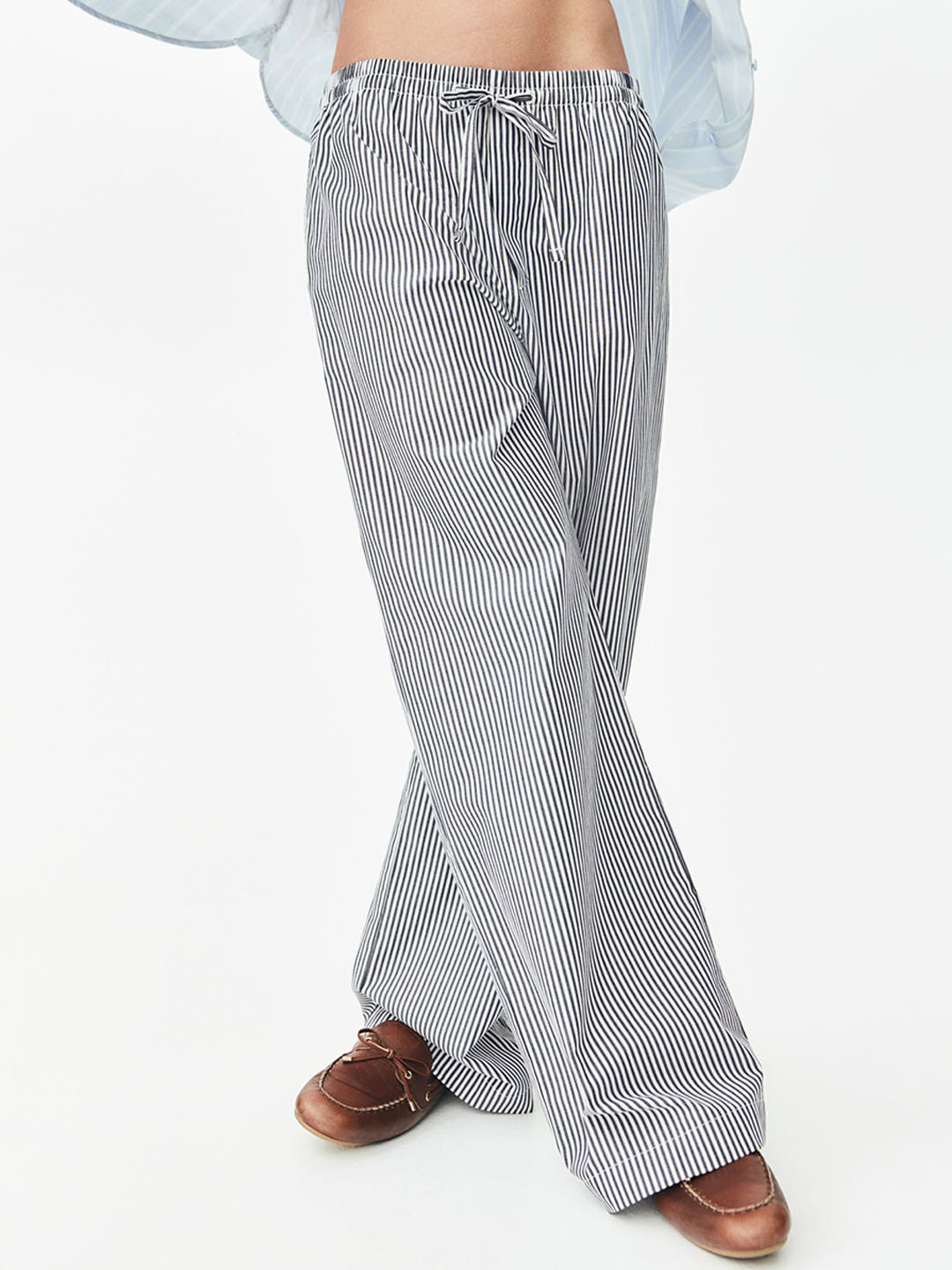 

H&M Cotton Drawstring Trousers, Blue