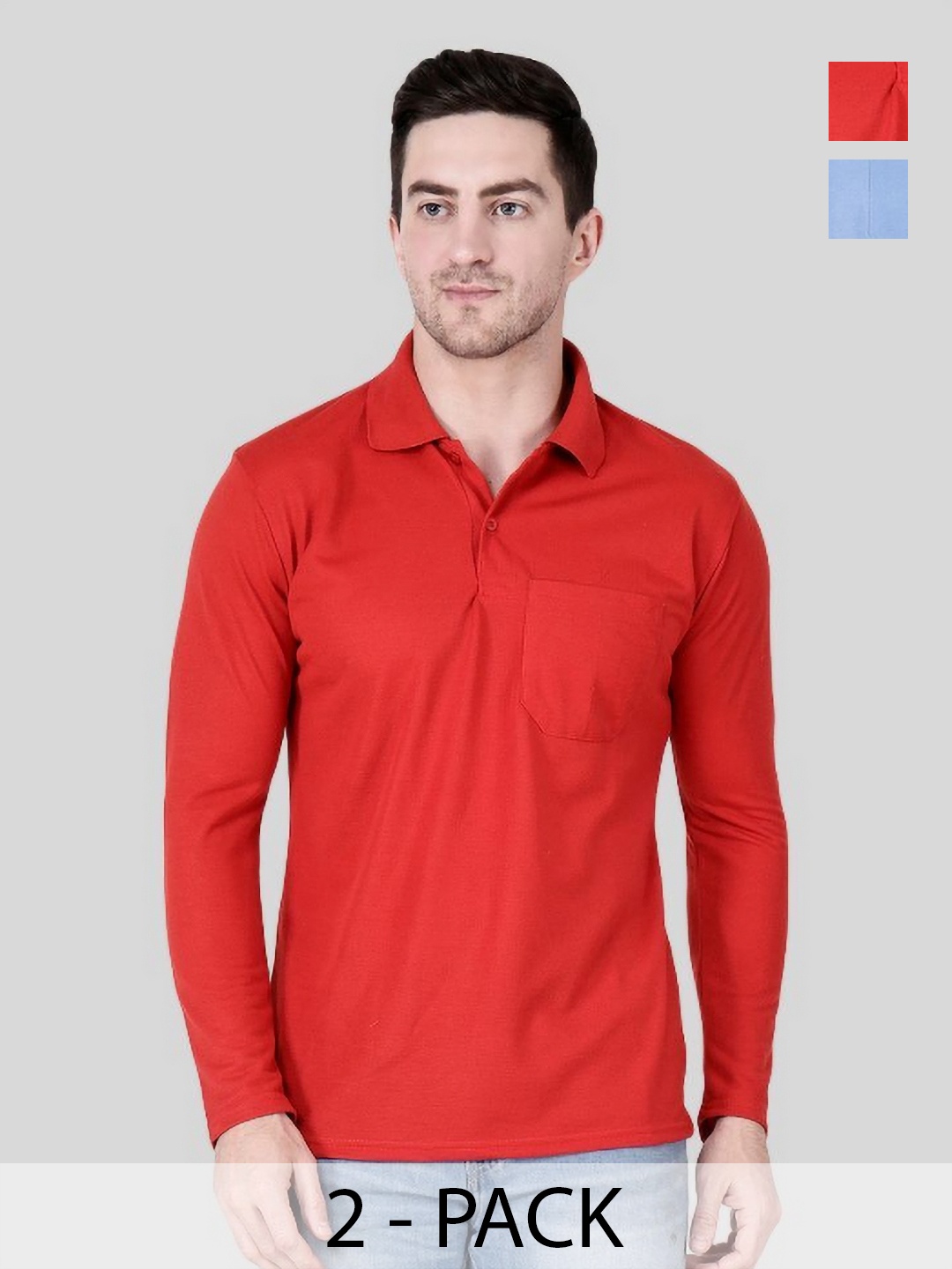 

SAIKSA FASHION Men 2 Polo Collar Applique T-shirt, Multi