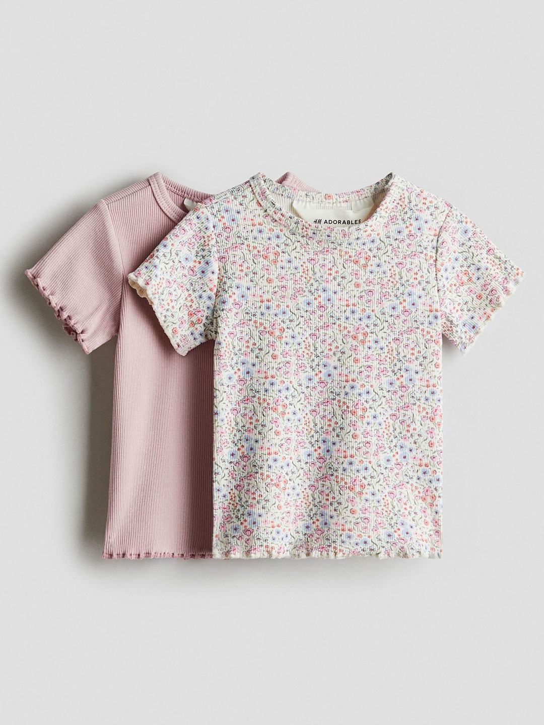 

H&M 2-Pack Ribbed Cotton Tops, Pink