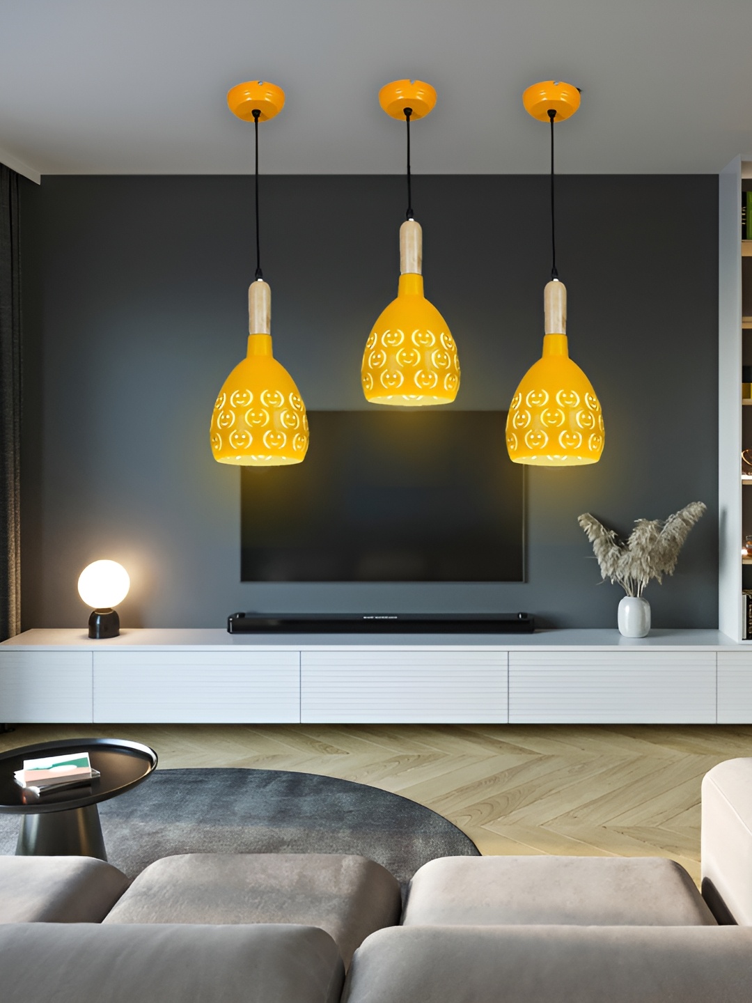 

GAUVIK Yellow Printed Aluminium Ceiling Lamp