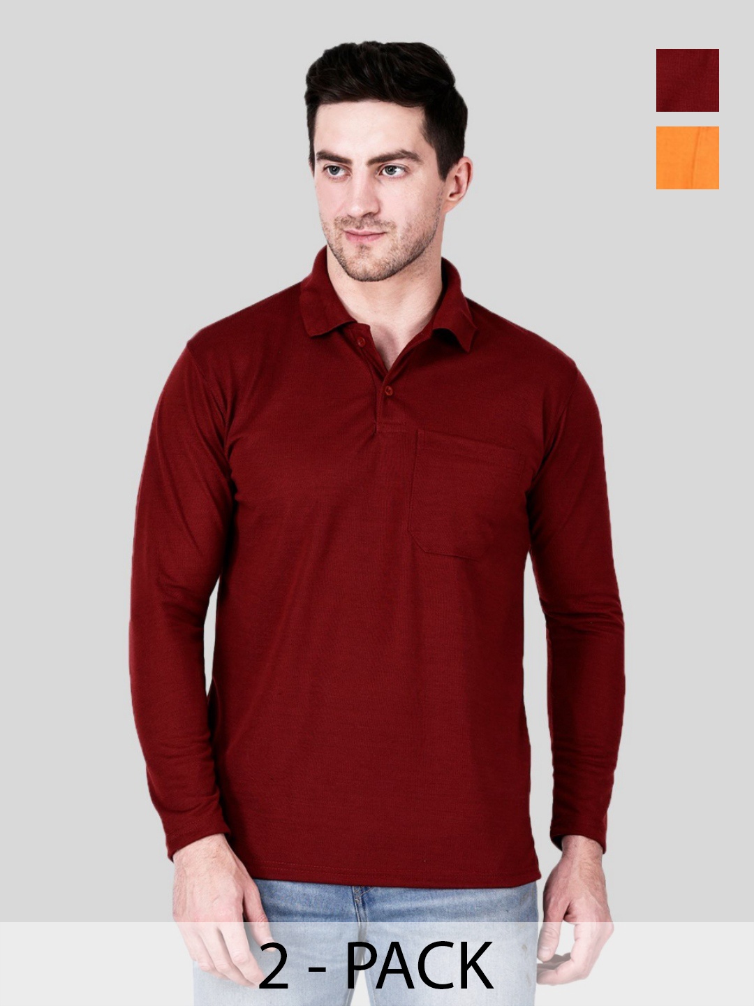 

SAIKSA FASHION Men 2 Polo Collar Pockets T-shirt, Multi