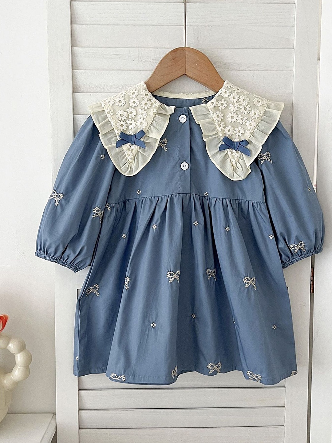 

LULU & SKY Puff Sleeve A-Line Dress, Blue