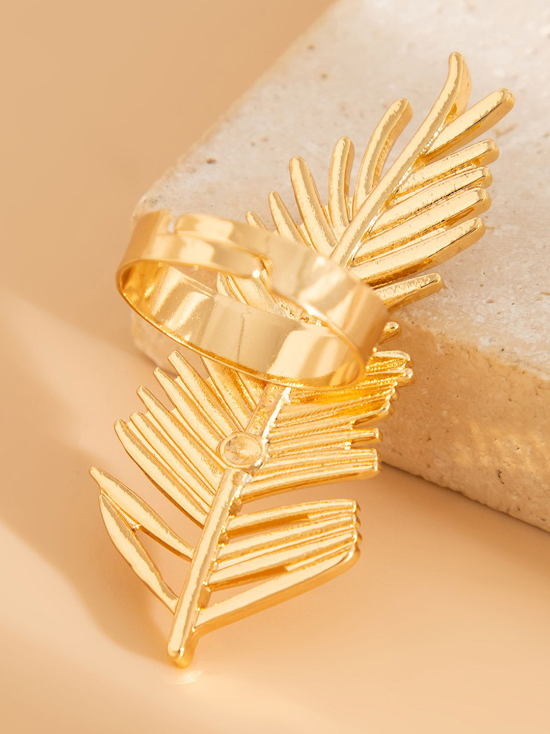 

LULU & SKY Gold-Plated Feather Adjustable Finger Ring