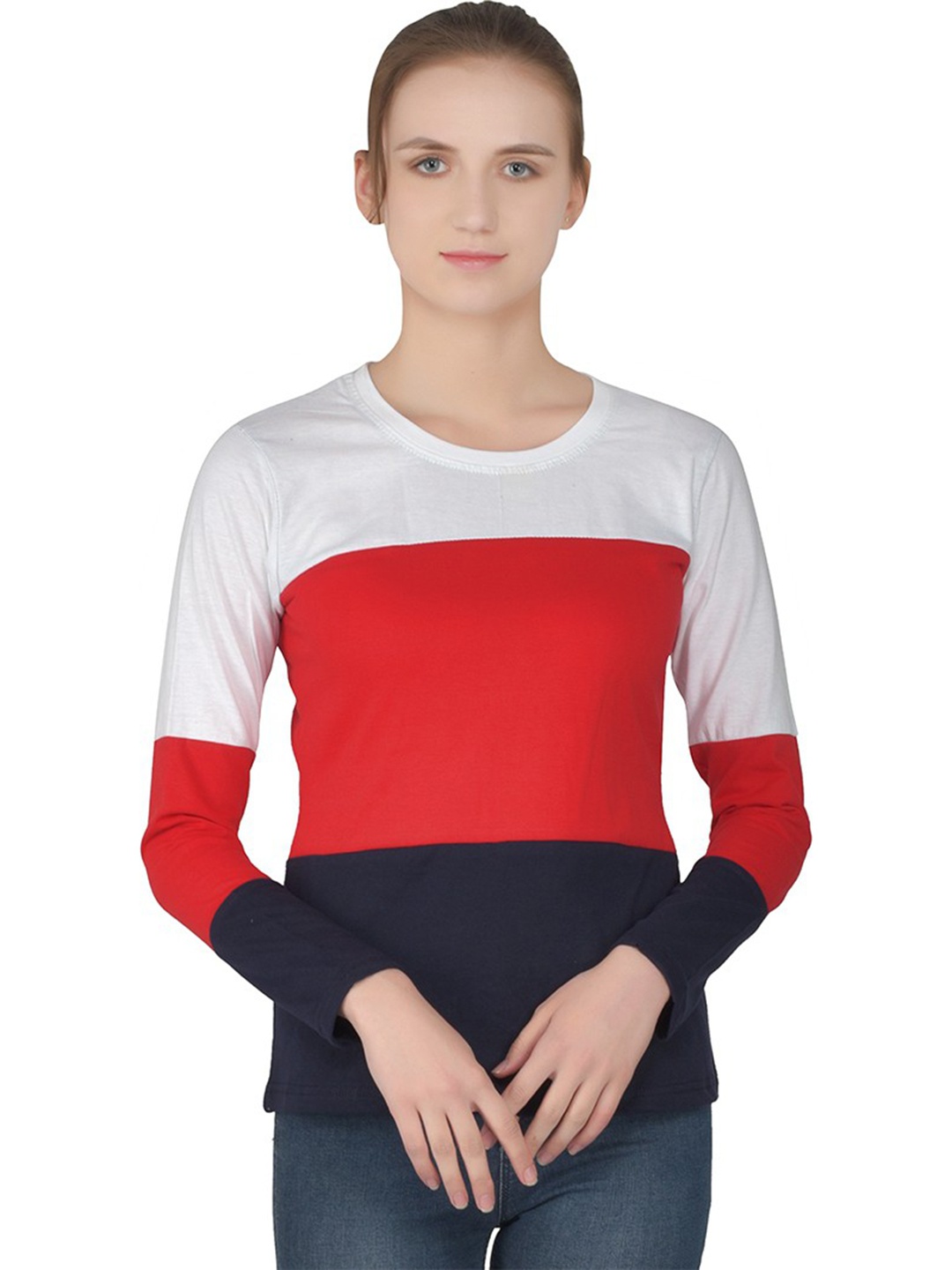 

BEYOU FASHION Women Colourblocked Pockets Slim Fit T-shirt, Blue