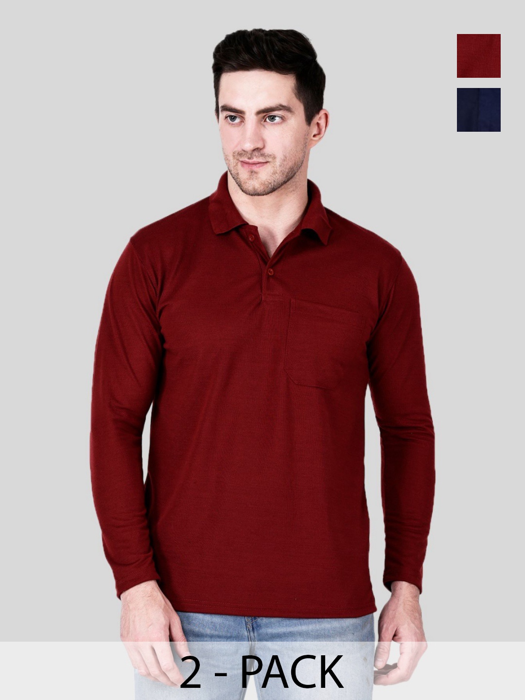 

SAIKSA FASHION Men 2 Polo Collar Pockets T-shirt, Multi