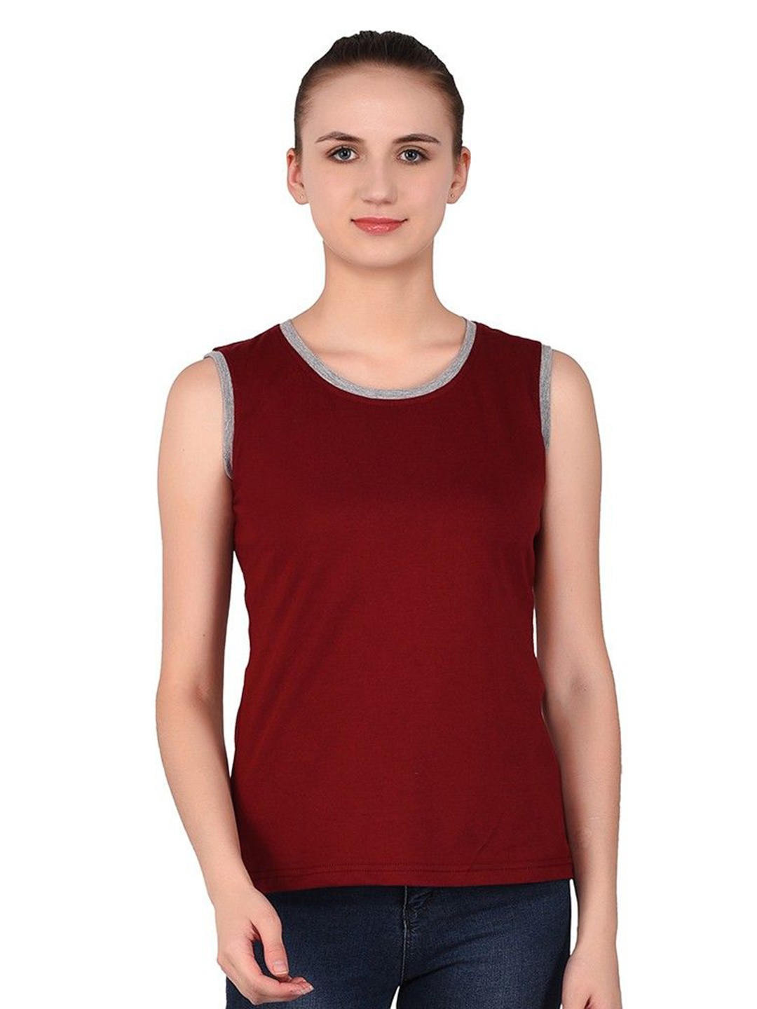 

BEYOU FASHION Women Pockets Slim Fit T-shirt, Maroon