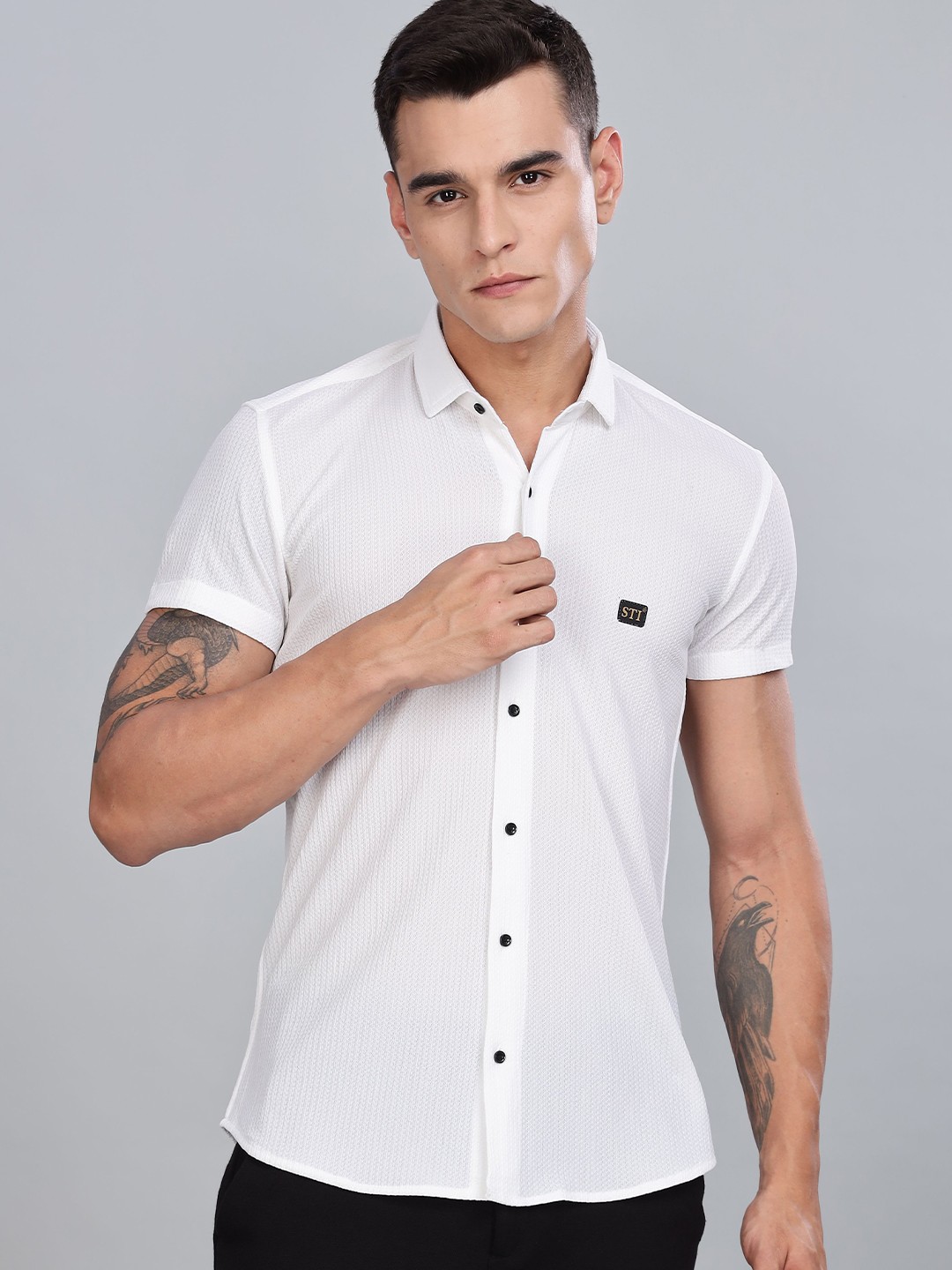 

FABRIPPLE Men Classic Opaque Party Shirt, White