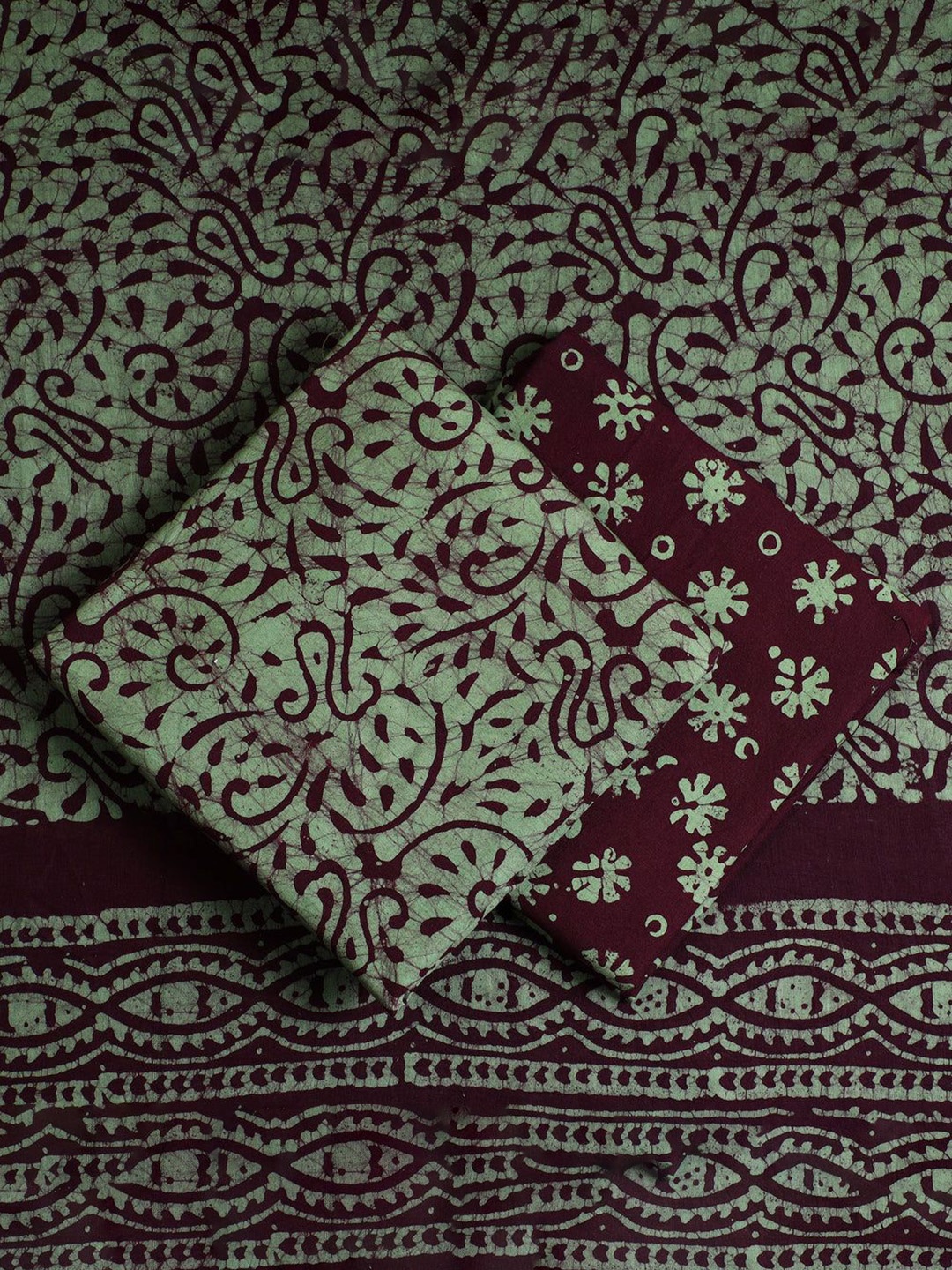 

iTokri Pure Cotton Unstitched Dress Material, Green