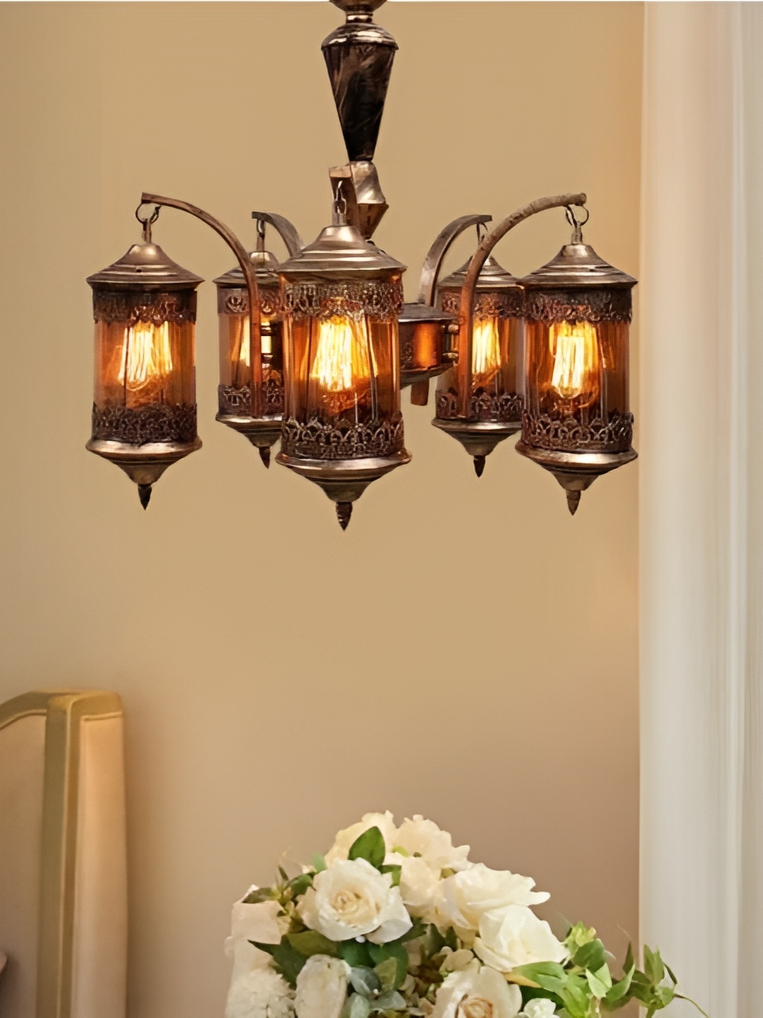 

GAUVIK Gold-Toned Glass Ceiling Lamp