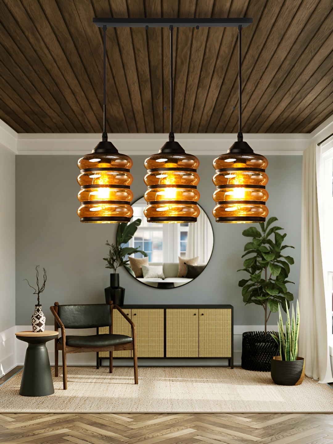 

GAUVIK Black Glass Ceiling Lamp