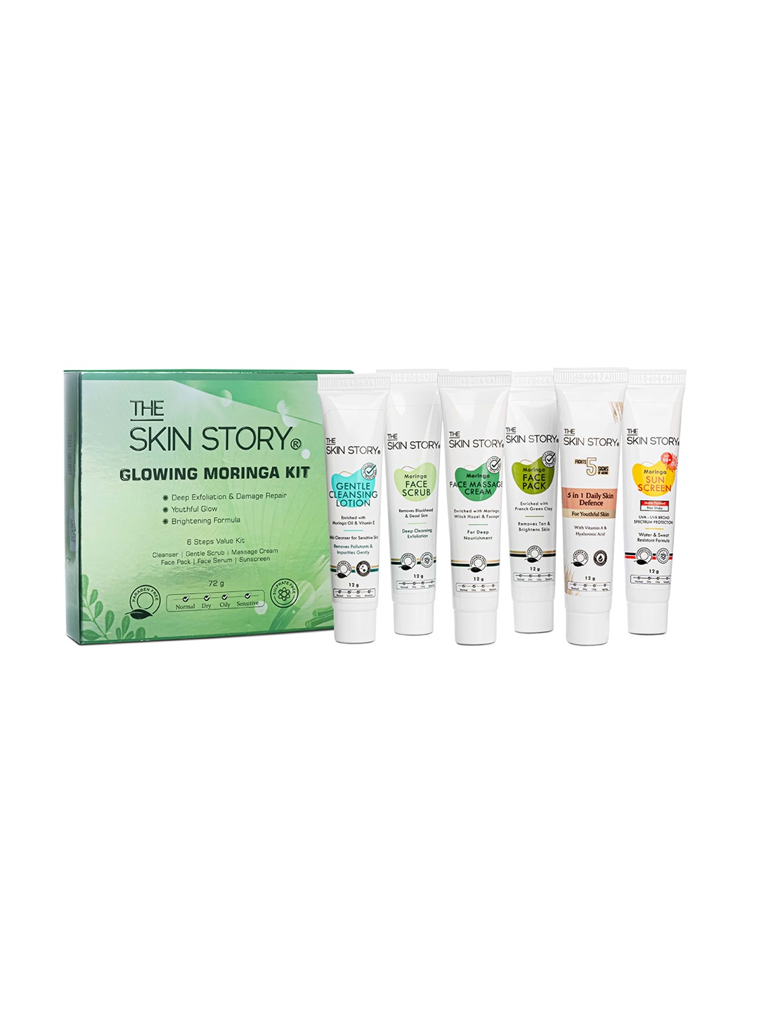 

THE SKIN STORY Glowing Moringa Facial Kit For Anti Ageing - 12 g Each, Green