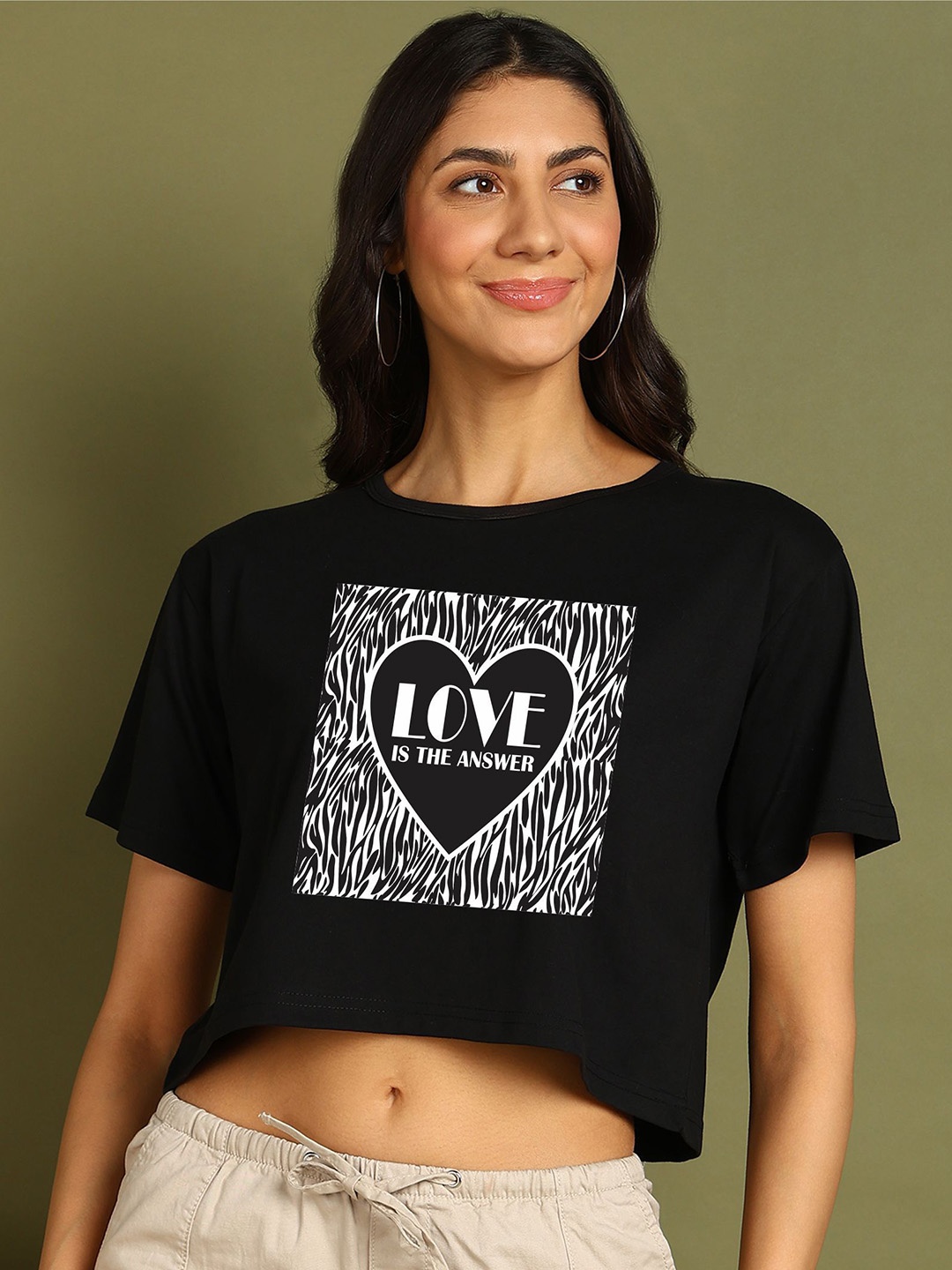 

Moda Rapido Women Printed Drop-Shoulder Sleeves Bio Finish T-shirt, Black