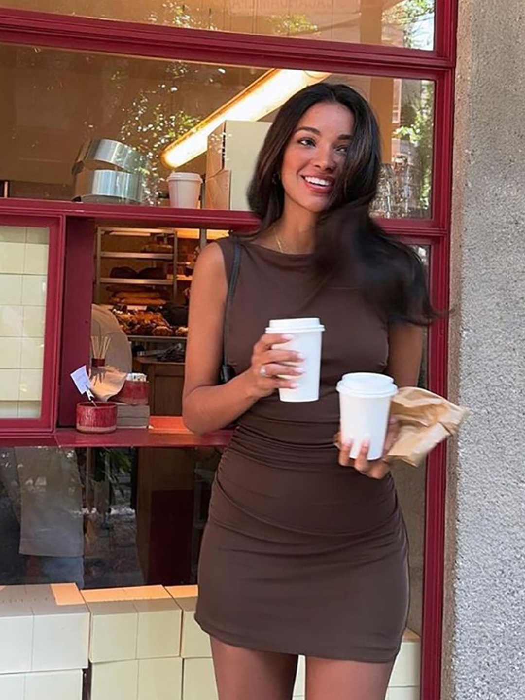 

StyleCast x Revolte Bodycon Mini Dress, Brown