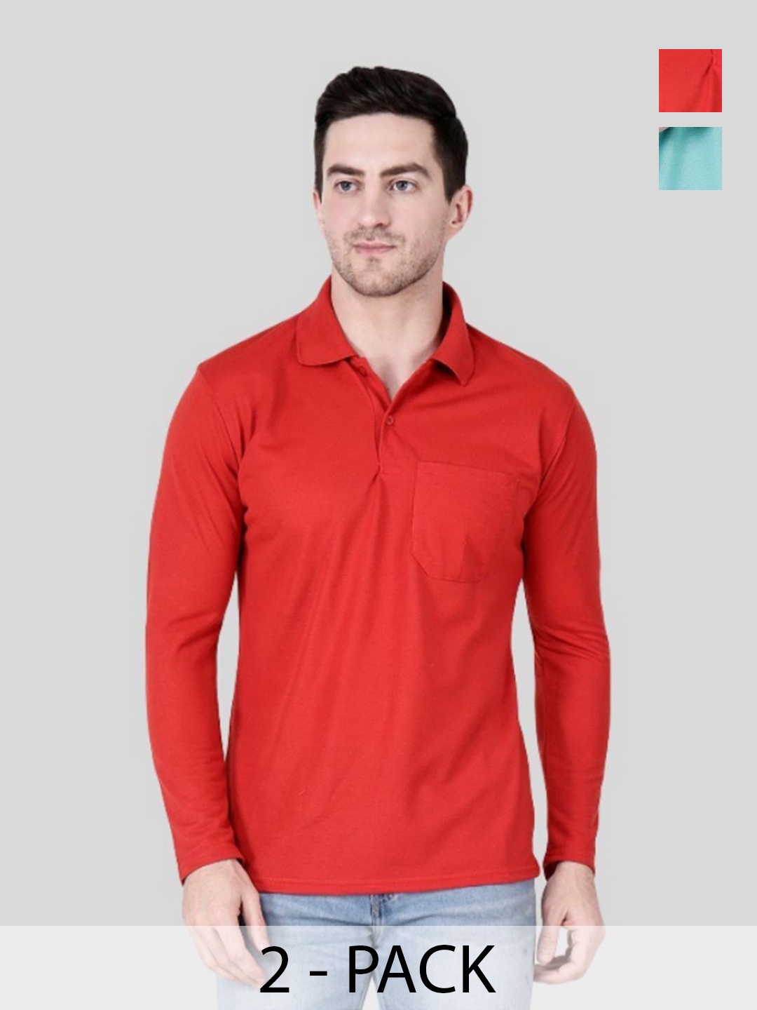 

SAIKSA FASHION Men 2 Polo Collar Pockets T-shirt, Multi