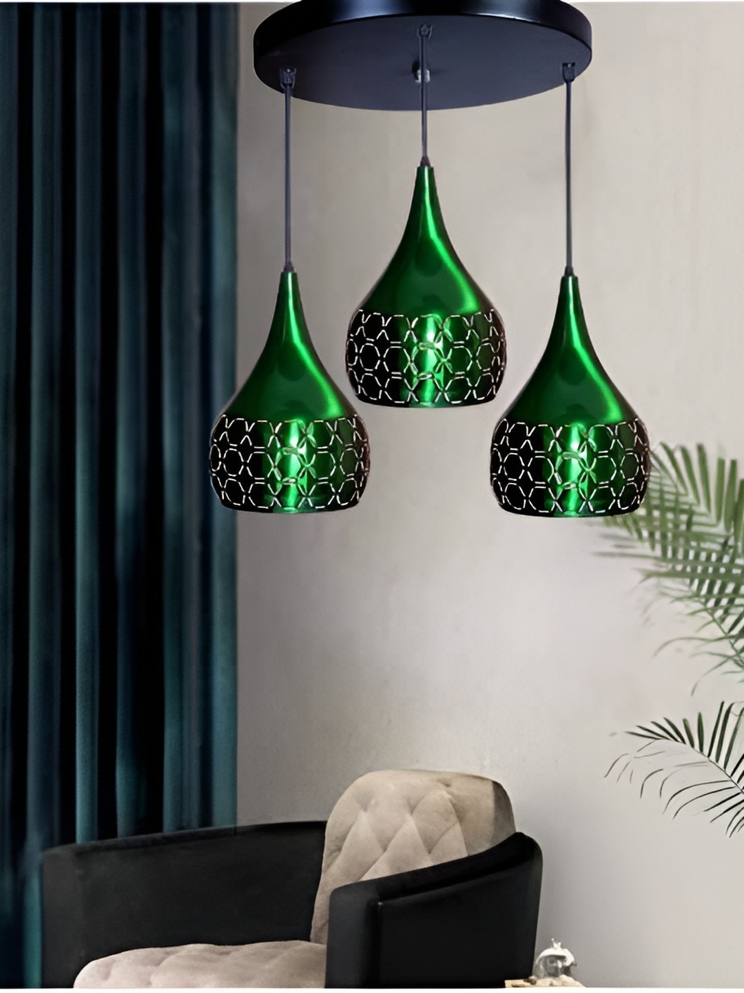 

GAUVIK Green Textured Aluminium Ceiling Lamp