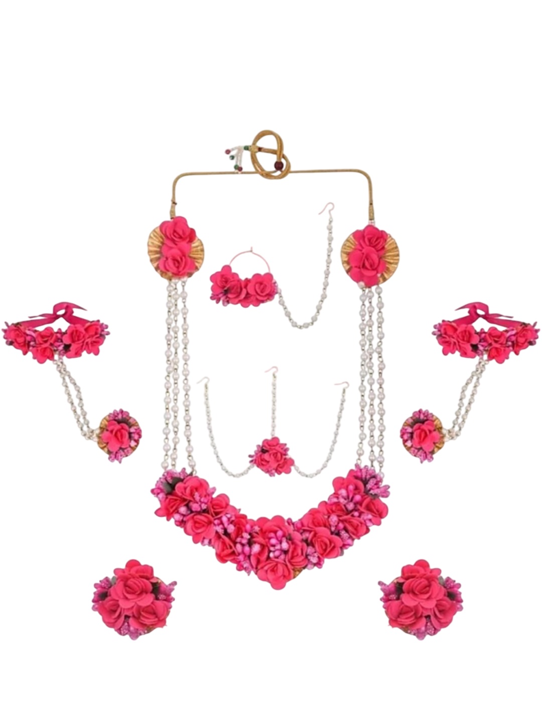 

BALIKA VADHU Blooming Elegance & Beaded Flower Jewellery Set, Gold