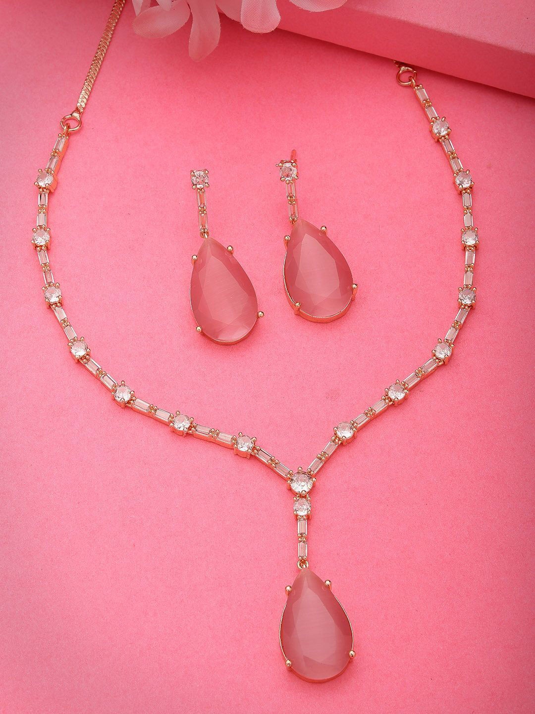 

DressBerry Rose Gold-Plated Artificial Stone Studded Jewellery Set