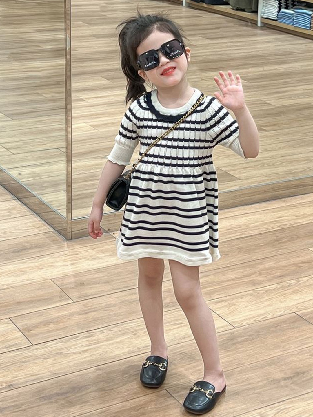 

LULU & SKY Striped T-shirt Dress, White
