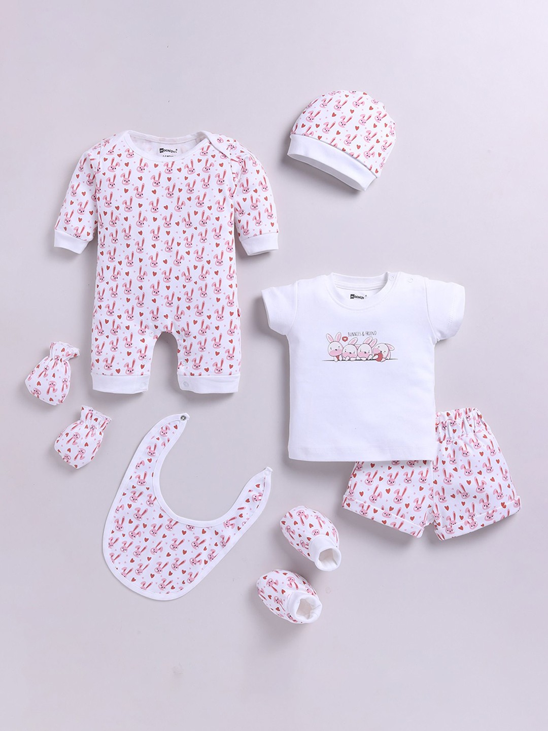 

MooNKids Infants 6-Pcs Printed Baby Apparel Gift Set, White