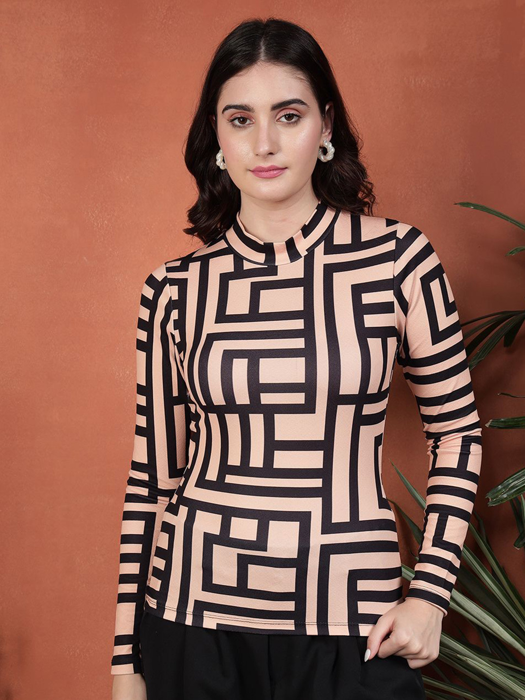 

TANDUL Print Top, Brown