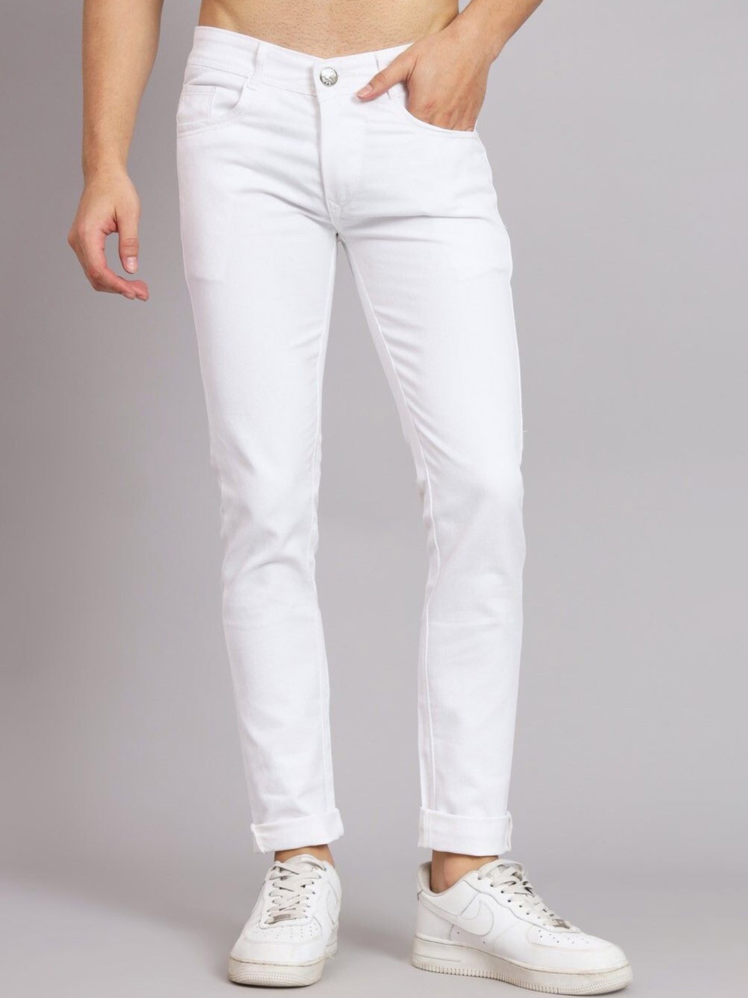 

COMFITS Men Classic Slash Knee Stretchable Jeans, White