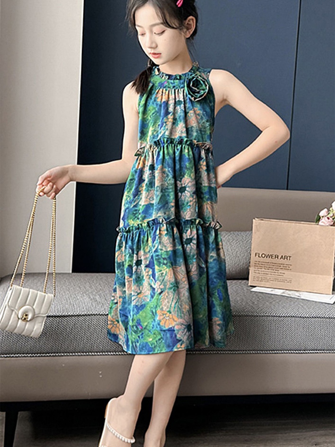

LULU & SKY Print A-Line Dress, Green