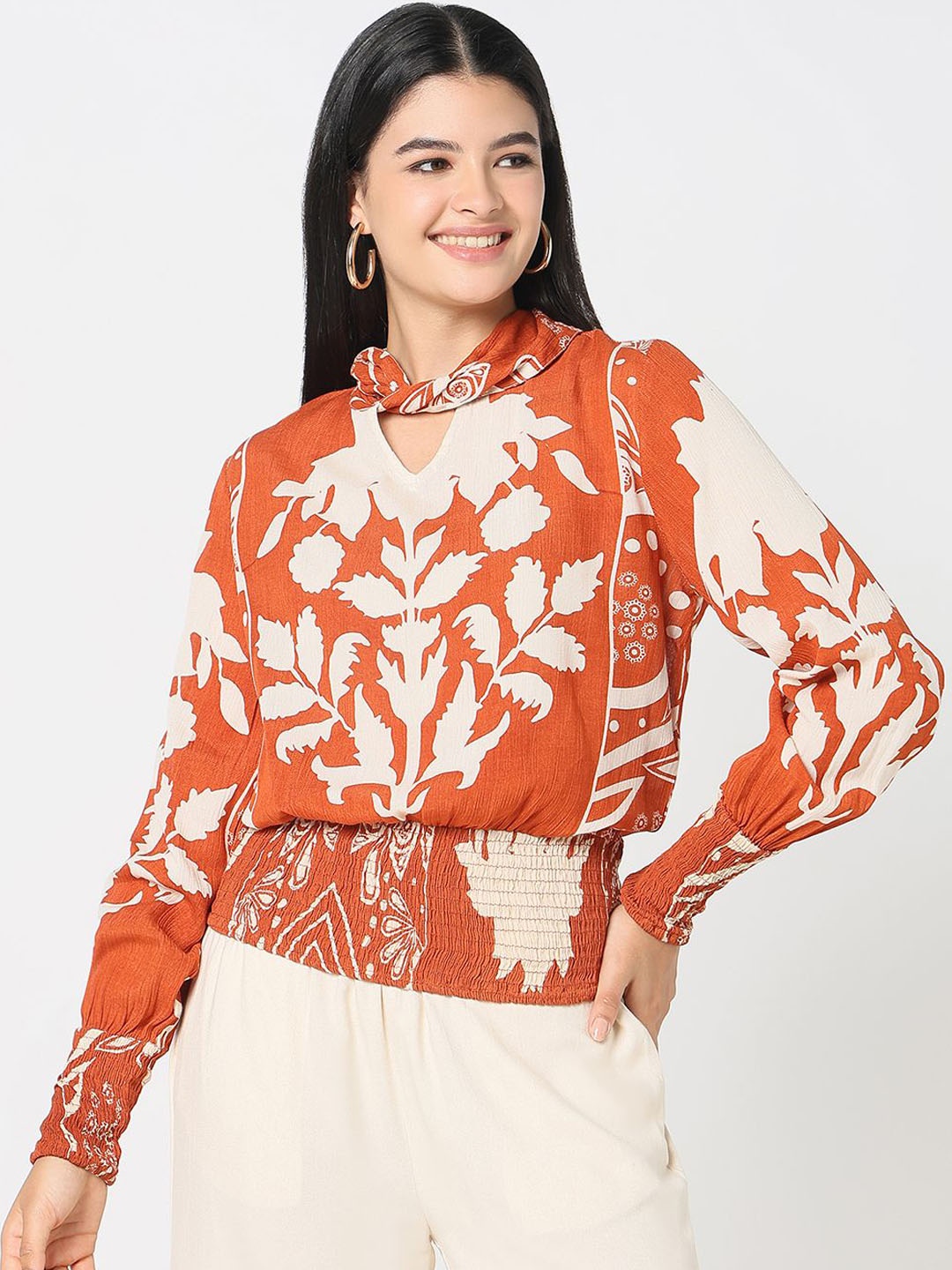 

R&B Printed Top & TrousersCo-OrdsSet, Orange