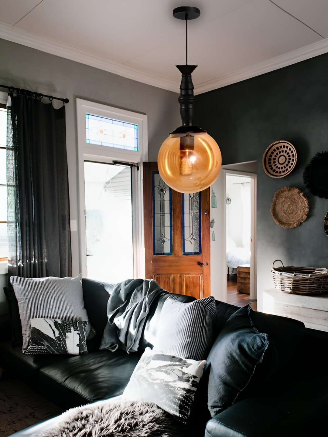 

GAUVIK Black Glass Ceiling Lamp