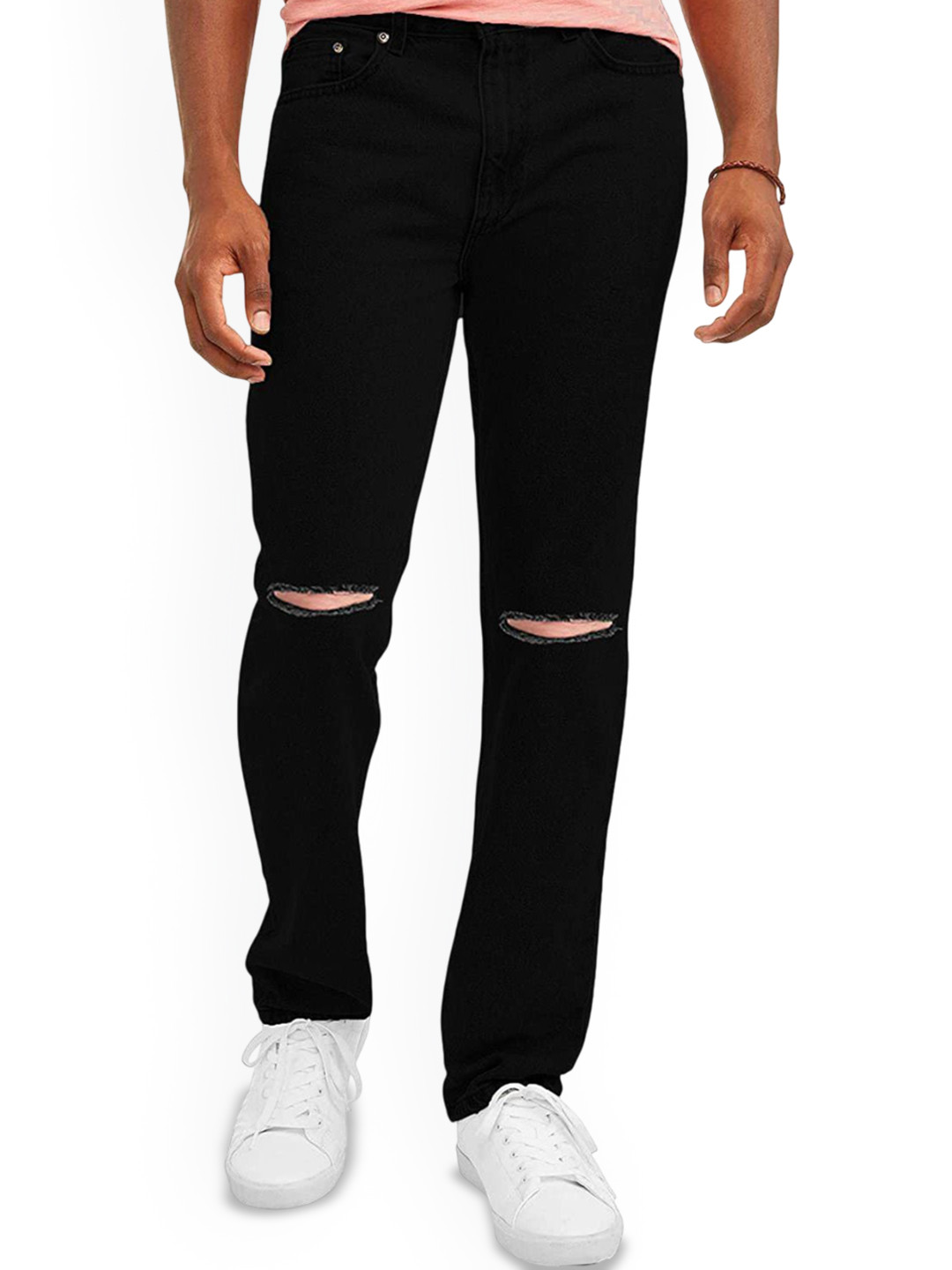 

COMFITS Men Classic Slash Knee Jeans, Black