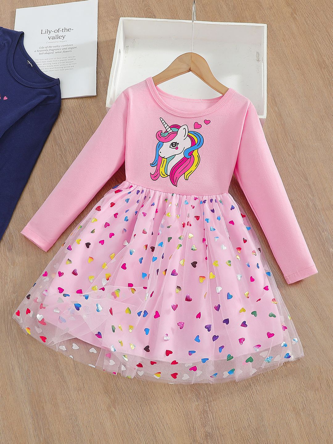 

YK Polka Dot Print Fit & Flare Dress, Pink