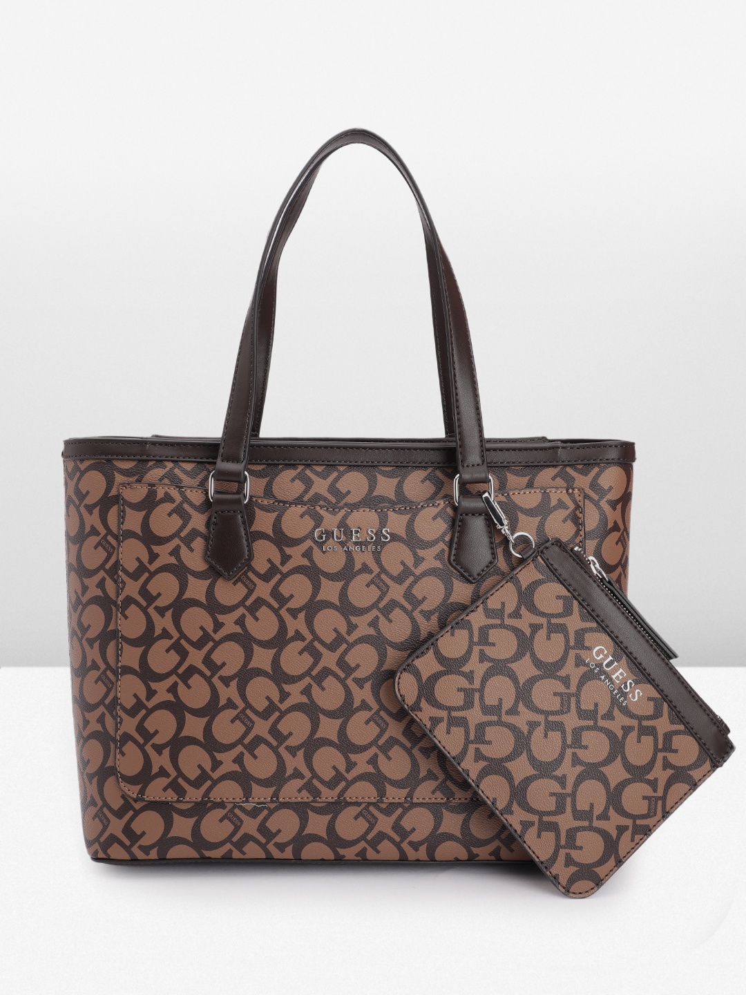 

GUESS Printed Structured Shoulder Bag, Brown