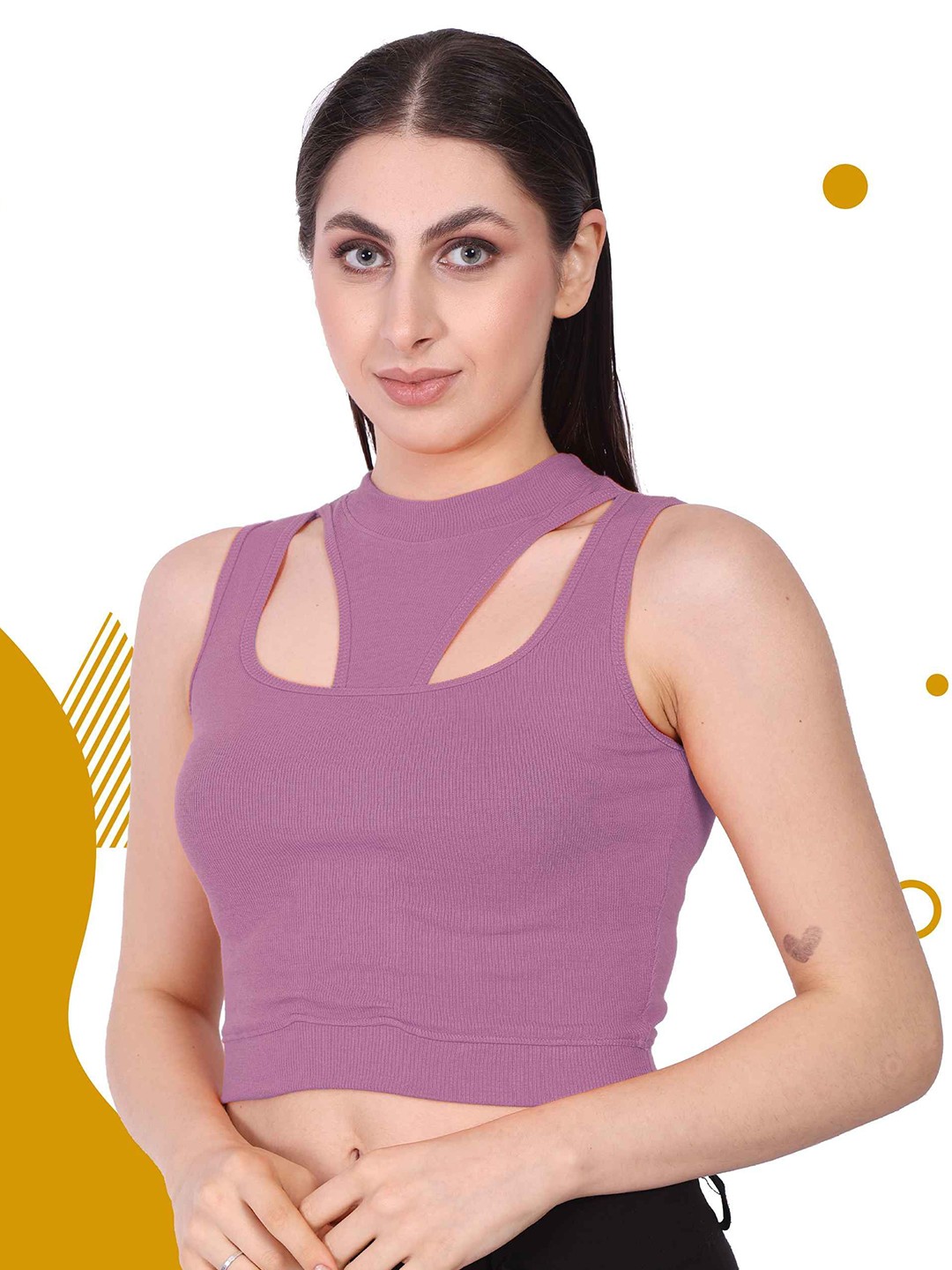

Mast & Harbour Cotton Crop Top, Peach