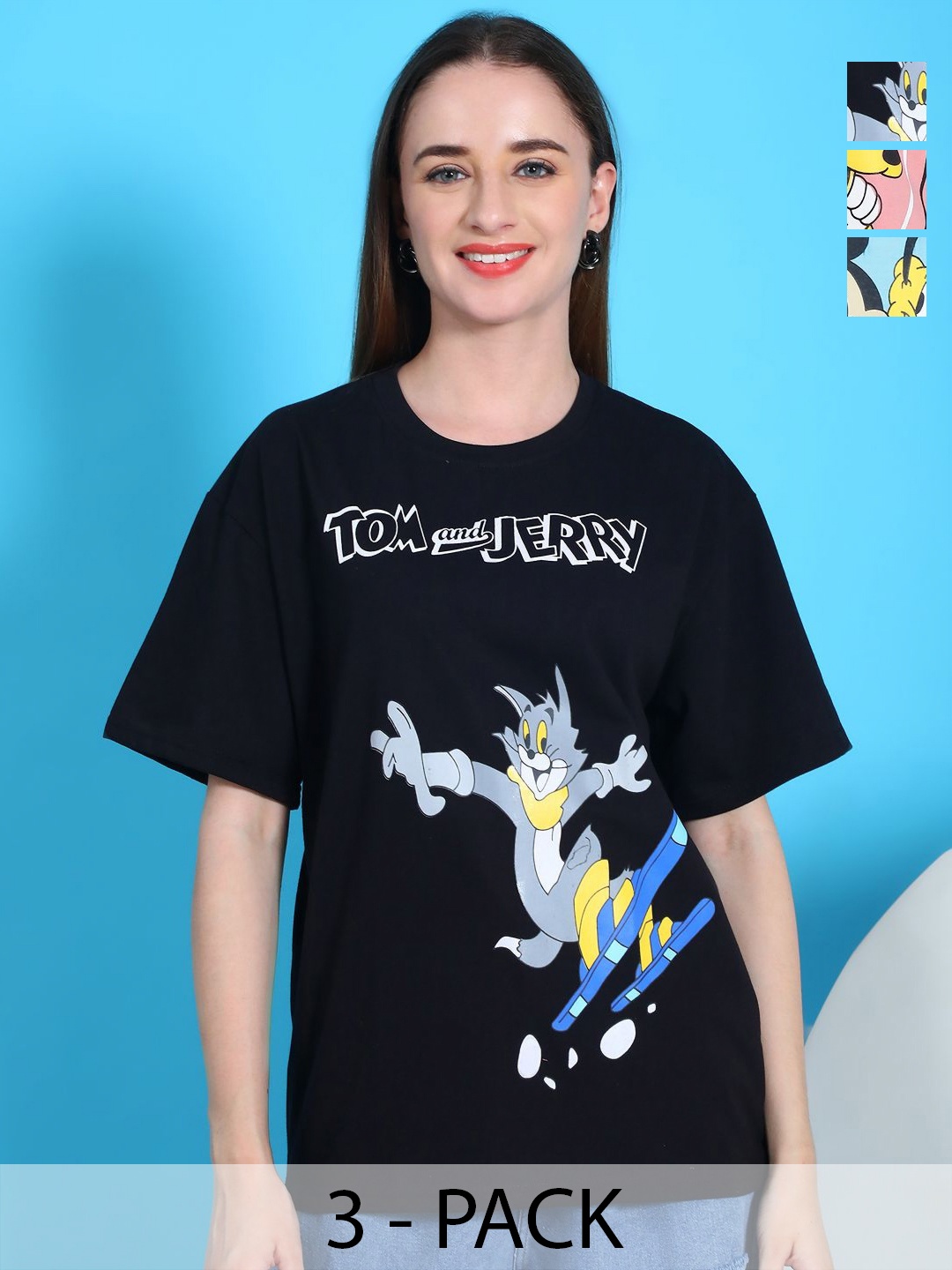 

Dreambe Women 3 Wonder Woman Printed Applique T-shirt, Multi