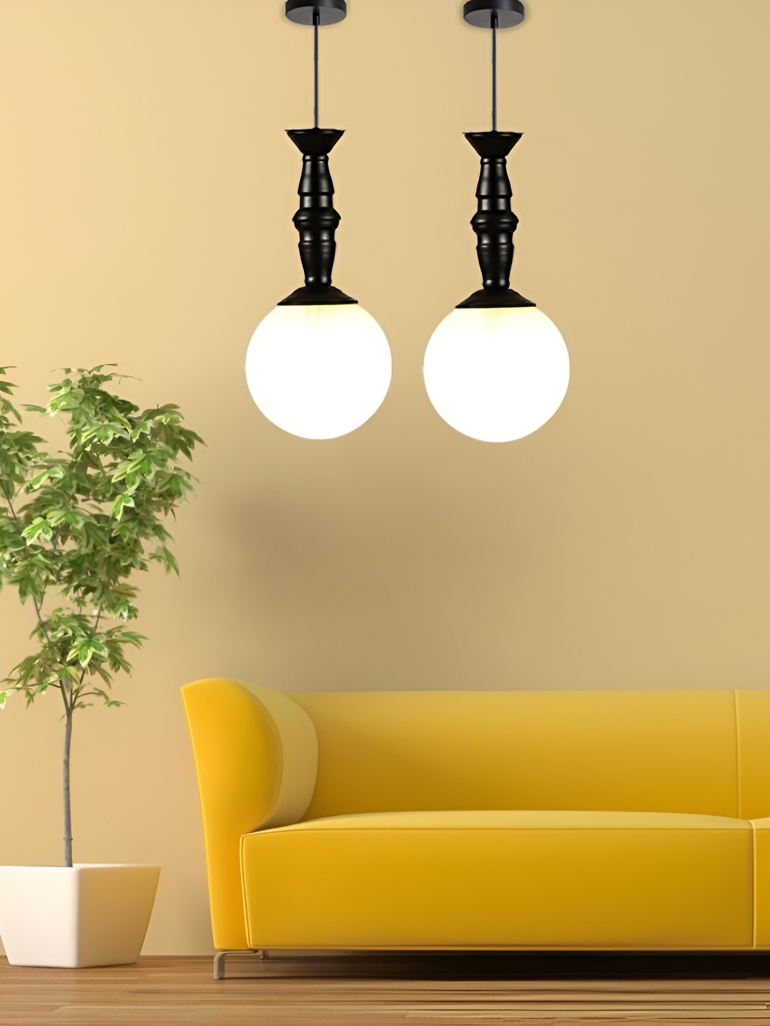 

GAUVIK Black & White Glass Contemporary Ceiling Lamp