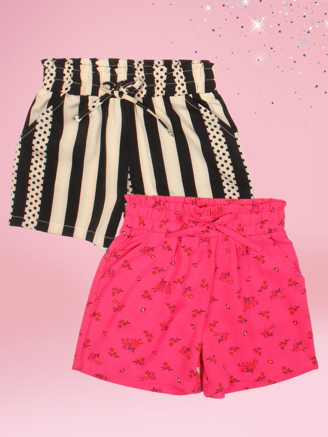 

CUTECUMBER Girls Floral Printed Shorts, Black