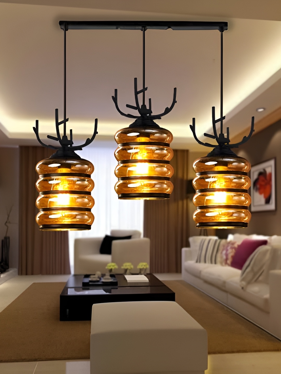 

GAUVIK Black Glass Ceiling Lamp