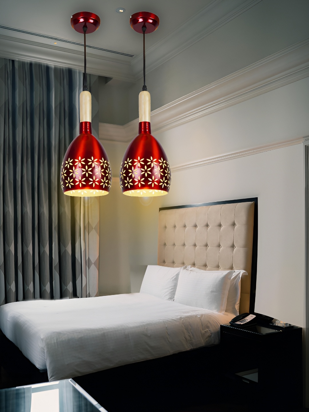 

GAUVIK Maroon Printed Aluminium Ceiling Lamp